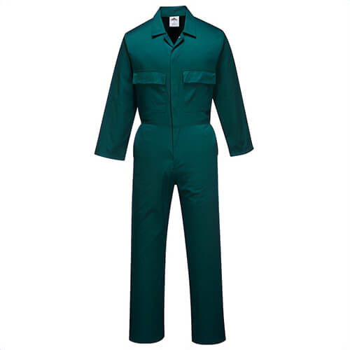 Portwest S999RERS Euro Work Polycotton Canvas Coverall, 6 Pockets, Elasticized Back Waist, Concealed Snap Front, Red, S