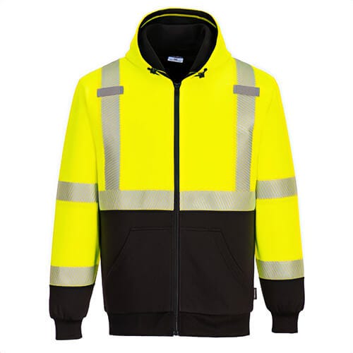 Portwest UB325YBRXL Hi-Viz Contrast Zipped Winter Hoodie, Yellow/Black, XL