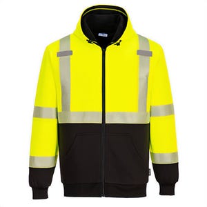 Portwest UB325YBRXXXL Hi-Viz Contrast Zipped Winter Hoodie, Yellow/Black, 3XL