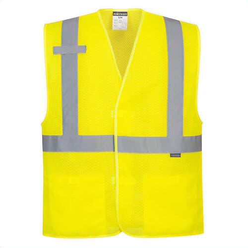 Portwest UC492YERXX/3X Economy Hi-Viz Band and Brace Vest, Hook and Loop Closure, 2 Pockets, Yellow, 2XL/3XL