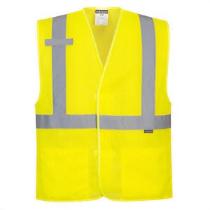 Portwest UC492YERXX/3X Economy Hi-Viz Band and Brace Vest, Hook and Loop Closure, 2 Pockets, Yellow, 2XL/3XL