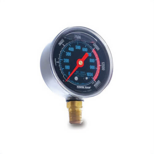 Power Team® 9079 Analog Pressure Gauge, 0 to 10,000 psi, 4 in dia Gauge, 1/4 in NPT Connection, Stainless Steel