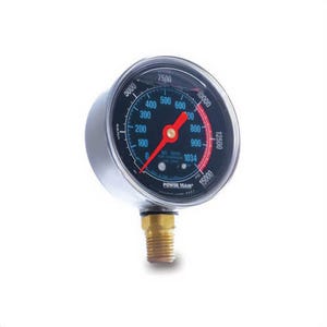 Power Team® 9079 Analog Pressure Gauge, 0 to 10,000 psi, 4 in dia Gauge, 1/4 in NPT Connection, Stainless Steel