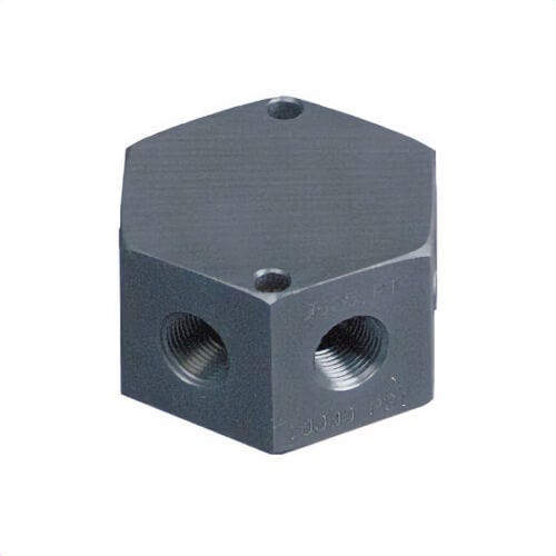 Power Team® 9635 Remote Manifold Block, 6-Ports Stations, Steel, 3/8 in NPTF Inlet, 3/8 in NPTF Outlet