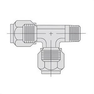 Power Team® 9696 Male Run Tee, Compression Tube x Male NPTF End Style, Steel, 3/8 x 1/4 in Nominal