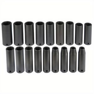 Proto® J72149M Deep Socket Set, ASME B107.33M, 6 Points, 1/2 in Drive, 18 pc, Included Socket Size: 10 to 27 mm