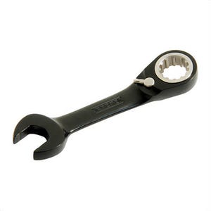 Proto® JSCV20S 1 pc Straight Stubby Wrench, 5/8 in Wrench, 12 Points, 15° Offset, 4-7/8 in OAL, Alloy Steel, Black Chrome, ASME