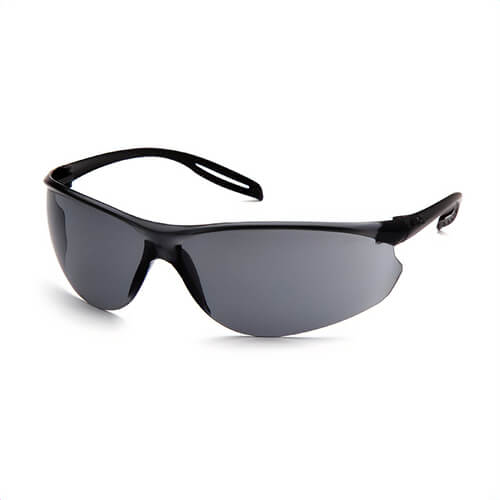 Pyramex® Neshoba™ S9720S Lightweight Safety Eyewear, Anti-Scratch, Gray Lens, Frameless Frame, Black, Polycarbonate Frame, Polycarbonate Lens