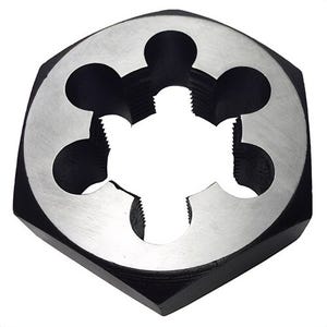 Qualtech DWTMHX12X1.25 Standard Hex Die, M12x1.25 Thread, Carbon Steel