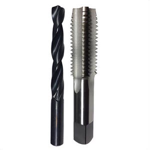 Qualtech POU4-40 Hand Tap and Drill Set, 2 pc, #4-40 Tap Thread, #43 Drill, Plug Tap Chamfer