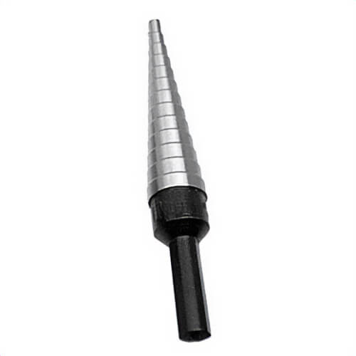 Qualtech VAC4 Step Drill Bit, 3/16 in dia Min Hole, 1/2 in dia Max Hole, 12 Steps, HSS, 12 Hole Sizes, 3/8 in Shank