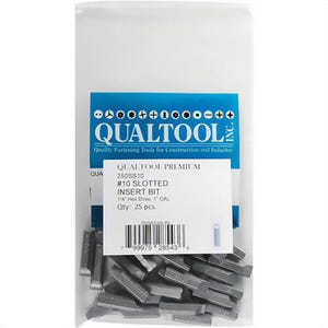 Qualtool 250SS10 Slotted Insert Bit Set, 1/4 in Hex Shank