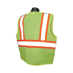 Radians® SV22-2ZGM-4X Economy Safety Vest with 2-Tone Trim, 4XL, Hi-Viz Green, Polyester Mesh, Zipper Closure, 2 Pockets