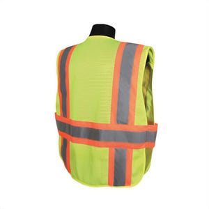 Radians® SV24-2ZGM-XL/2X 2-Tone Expandable Break-Away Safety Vest, XL/2XL, Hi-Viz Green, Polyester Mesh, Zip-N-Rip™ Closure