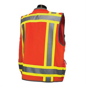 Radians® SV55-2ZOD-XL 2-Tone Heavy Duty Woven Engineer Safety Vest, XL, Hi-Viz Orange, 300D Woven Polyester/Polyester Mesh