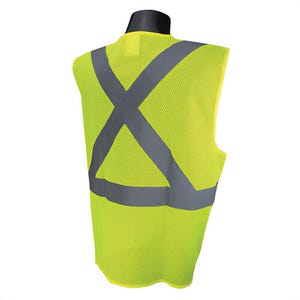 Radians® SV4X-2VGM-L Radwear™ 5-Point Breakaway Economy Safety Vest, L, Hi-Viz Green, Polyester Mesh, Hook and Loop Closure, 2 Pockets