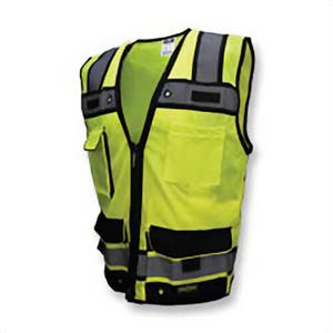 Radians® SV65-2ZGM-4X Radwear™ Heavy Duty Surveyor Safety Vest, 4 Extra-Large, Hi-Viz Green, Polyester Mesh/Polyester Solid Twill