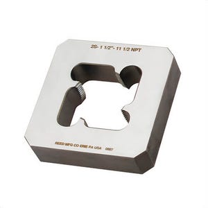 Reed 2SP1 Solid Block Die, 1 in Thread, NPT Thread, Tool Steel, Right Hand Thread