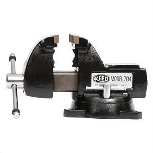 Reed 705 Mid-Line Vise, 5-1/2 in Jaw Opening, 1/4 to 2-1/2 in Pipe, Cast Iron, Steel Jaw, 3-3/4 in Throat Depth, 1/4 to 2-1/2 in