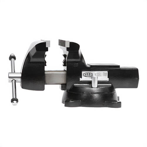 Reed 708 Mid-Line Vise, 8-1/4 in Jaw, 8 in Jaw Width, 4-3/4 in Throat Depth, Straight-line Pull, Unbreakable Nut