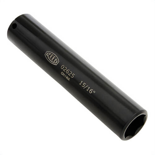 Reed EDS15 Deep Extended Hex Socket, 15/16 in Socket, 6.5 in OAL, Zinc/Black Chromate