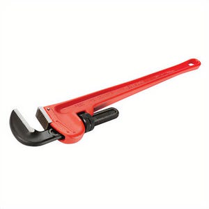 Reed RW48 Straight Pipe Wrench, Heavy Duty, 1-1/2 to 6 in Pipe, 48 in OAL, Heel Jaw, Alloy Steel Jaw, Ductile Iron Handle