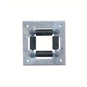 Reelcraft® 600168 4-Way Square Hose Roller Guide Assembly, 1/2 to 3/4 in ID x 9/10 to 1-19/50 in OD, Aluminum Base/Delrin Roller, Domestic