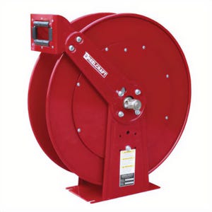 Reelcraft® 81000 OLP 80,000 Dual Pedestal Heavy Duty Low Pressure Hose Reel, 3/8 in ID x 3/5 in OD x 100 ft L Hose, 24 in dia Reel