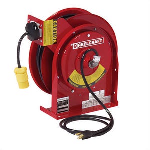Reelcraft® L 4050 163 3 L 4000 Retractable Power Cord Reel with SJTOW Cord, 125 VAC, 13 A, 50 ft L Cord, 16 AWG Conductor, 1 Outlets