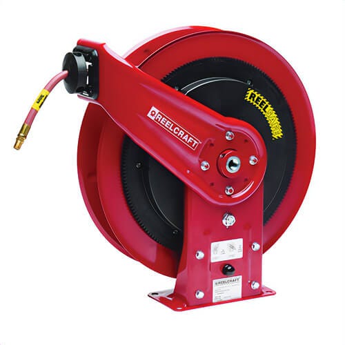 Reelcraft® RS7850 OLP ReelSafe® Heavy Duty Low Pressure Air Hose Reel, 1/2 in ID x 3/4 in OD x 50 ft L Hose, 300 psi Pressure