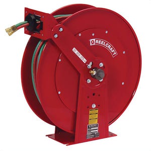 Reelcraft® TW84100 OLPT Dual Swivel Hose Reel, 9/16-18 Female Hose Outlet, 1/4 in ID x 100 ft L Hose, 200 psi Pressure, 150°F