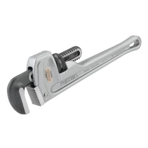 Ridgid® 31090 Straight Pipe Wrench, 1-1/2 in Pipe, 10 in OAL, Floating Forged Hook Jaw, Aluminum Handle, Knurled Nut Adjustment