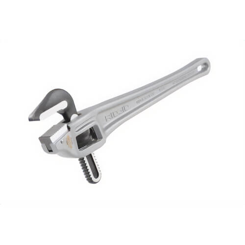 Ridgid® 31125 Series Offset Pipe Wrench 18, 2-1/2 in Pipe, 18 in OAL, Hook Jaw, Aluminum Handle, Standard Adjustment, Gray