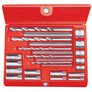 Ridgid® 35585 Deluxe Screw Extractor Kit, 1/4 in to 1/2 in Broken Screw, 5 Drill Guides, 5 Bits, 10 Extractors and 5 Turnuts