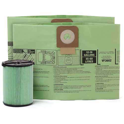 Ridgid® 61993 Replacement Filter Kit, for use with Model VF3600 5-Layer Allergen Pleated Paper Filter