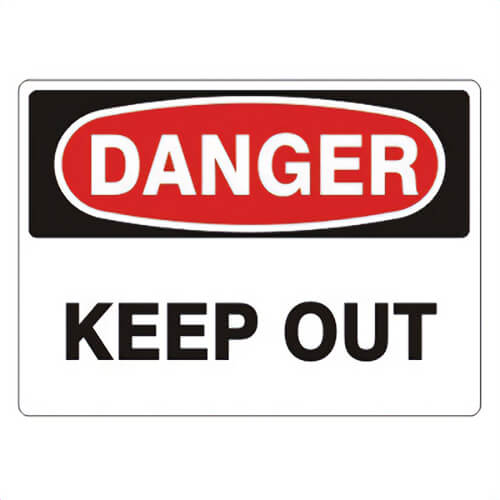 Safehouse Signs D-441733 DANGER Sign, 10 in H x 14 in W, Red/Black/White, Polystyrene Plastic, Holes Mounting