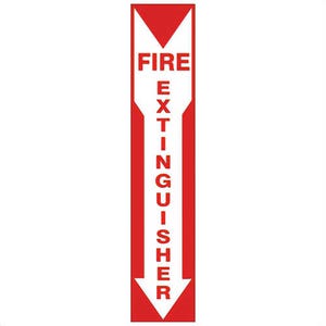 Safehouse Signs G4-26314 Fire Extinguisher Sign, 20 in H x 4 in W, Red/White, Vinyl, Self-Adhesive Mount