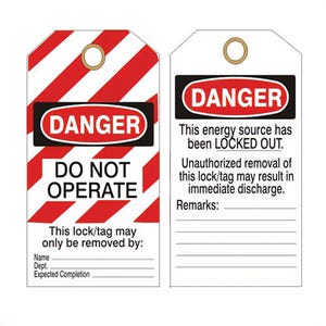 Safehouse Signs LT-177 Laminated Board Lockout Tag, 6 in H x 3 in W, Red/Black, Vinyl