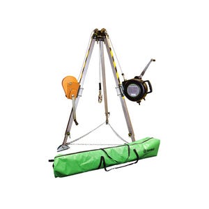 Safewazeâ„¢ 019-11003 7 ft Adjustable Tripod Kit with 65 ft 3-Way, 65 ft Material Winch, and Storage Bag