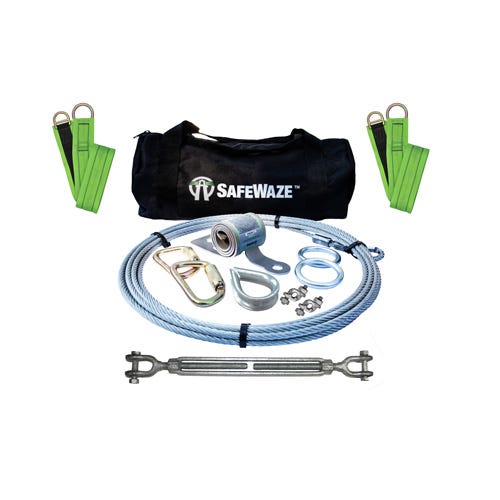Safewaze™ 019-8020 2 Person Horizontal Lifeline Kit with Cross Arm Straps and Coil Energy Absorber