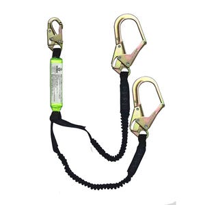 Safewazeâ„¢ FS576 Dual-Leg Stretch Energy Absorbing Lanyard with Rebar Hooks, 6 ft