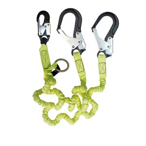 Safewazeâ„¢ FS66150-ALU PRO Stretch Internal Energy Absorbing Lanyard, Dual Leg, O-ring, Alu Rebar Hooks, 6 ft