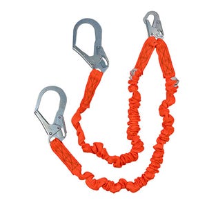 Safewazeâ„¢ FS88596 V-Lineâ„¢ Dual-Leg Low-Profile Lanyard with Rebar Hooks, 6 ft