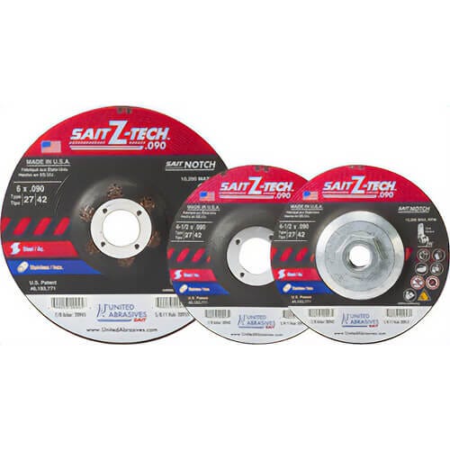 SAIT® Z-Tech™ 20943 High Performance Depressed Center Wheel, 4-1/2 in dia x 0.09 in Thick, 7/8 in Center Hole, 60 Grit, Zirconia Abrasive