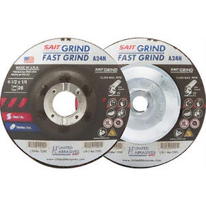 SAIT® 21020 General Purpose Saucer Shape Depressed Center Wheel, 4-1/2 in dia x 1/4 in Thick, 7/8 in Center Hole, 24 Grit, Aluminum Oxide Abrasive