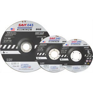 SAIT® 22345 Depressed Center Wheel, 4-1/2 in dia x 0.045 in Thick, 7/8 in Center Hole, 46 Grit, Aluminum Oxide Abrasive