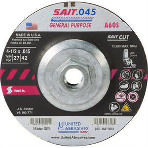 SAIT® 23318 General Purpose Depressed Center Wheel, 4-1/2 in