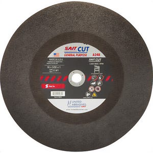 SAIT® 24090 Type 1 Burr Free Stationary Saw Cut-Off Wheel, 20 in dia x 3/16 in Thick, 1 in Center Hole, A24R Grit