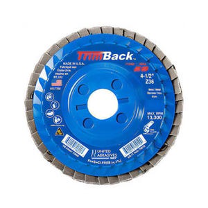 SAIT® 70911 TrimBack™ Flap Disk, Type 29, 4.5 dia, 5/8 in - 11 Arbor, 40 grit, 10 ea