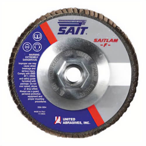 SAIT® SAITLAM F™ 74960 Close High Performance Coated Abrasive Flap Disc, 4-1/2 in dia, 60 Grit, Coarse, Type 29 Conical Disc